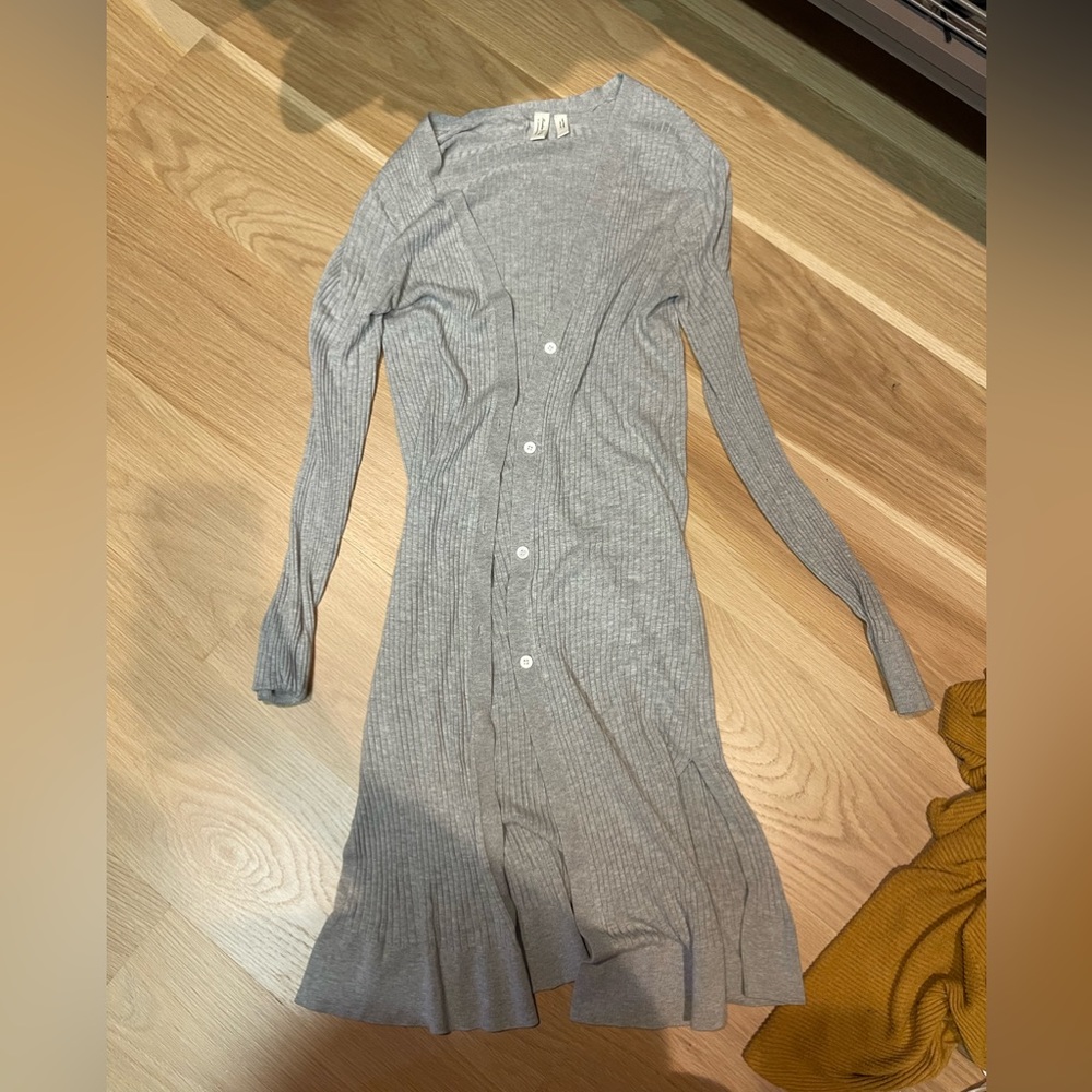 Anthropologie long ribbed cardigan women’s size M grey